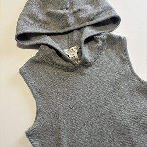 JONES NEW YORK VINTAGE Y2K RIBBED SLEEVELESS COTTON HOODIE // 🩶